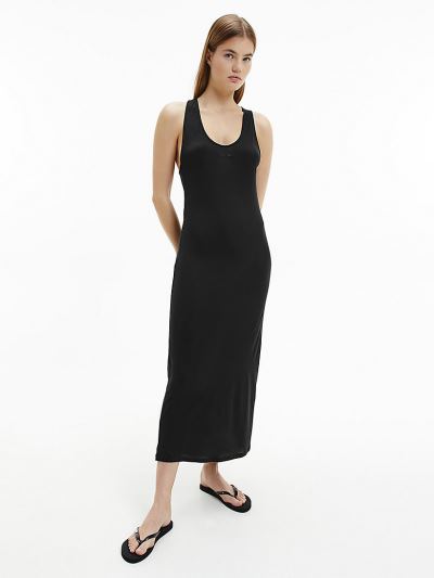 Calvin Klein Fürdőruha HU683944 | Calvin Klein Core Essentials Női Strand Maxi Ruha Fekete
